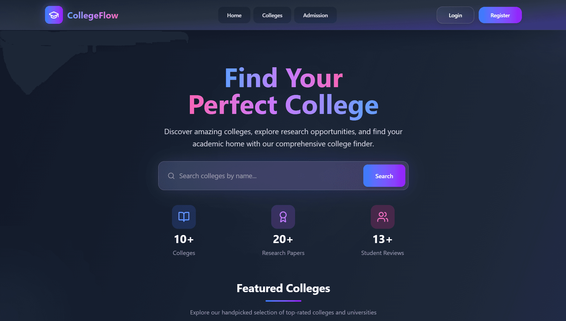 Screenshot of CollegeFlow - College Admission Portal